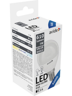 Avide LED Σφαιρική 7W E14 Ψυχρό 6400K Value