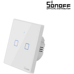 SONOFF T2EU2C-RF Ασύρματος Διακόπτης Αφής RF 433MHz 2 Καναλιών Άσπρο