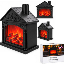 Διακοσμητικό Τζάκι LED με Εφέ Φλόγας Μαύρο - Black Decorative LED Fireplace with Flame Effect 094025