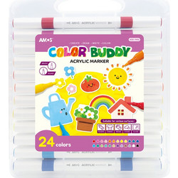 ΜΑΡΚΑΔΟΡΟΙ AMOS COLOR BUDDY ΑΚΡΥΛΙΚΟΙ 24χρωμ. (Διπλή μύτη)