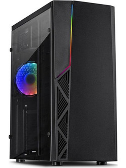 Inter-Tech B-02 RGB Black Gaming Midi Tower Κουτί Υπολογιστή RGB με Πλαϊνό Παράθυρο