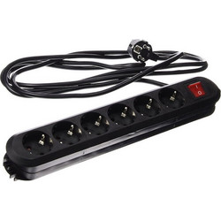 Bachmann SMART πολύπριζο 6x σούκο (CEE7/3) με διακόπτη, καλώδιο 3 m, μαύρο