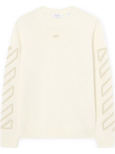 Πουλόβερ Άνδρας Off-White Μπεζ 110 Diag Arrow Fuzzy Knit Crewneck 271