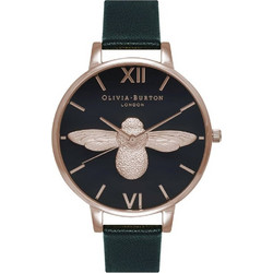 Olivia Burton We Love Bees 3D Bee Γυναικείο Ρολόι με Μαύρο Δερμάτινο Λουράκι OB16AM98