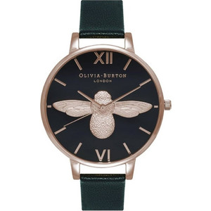 Olivia Burton We Love Bees 3D Bee Γυναικείο Ρολόι με Μαύρο Δερμάτινο Λουράκι OB16AM98 Olivia Burton We Love Bees 3D Bee Γυναικείο Ρολόι με Μαύρο Δερμάτινο Λουράκι OB16AM98