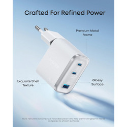 Anker Nano Φορτιστής με Καλώδιο USB-C με Θύρα USB-A & 2 Θύρες USB-C 70W Power Delivery White