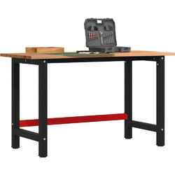 vidaXL Πάγκος Εργασίας Ανοιχτό Καφέ 140x60x81,5 cm Μασίφ Ξύλο Δρυς