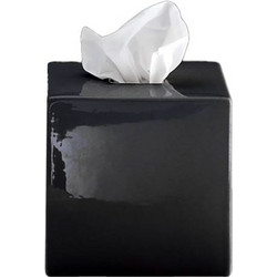 Decor Walther Tissue Box Τετράγωνη Θήκη Για Χαρτομάντηλα Black Πορσελάνη (14x14x14 cm)