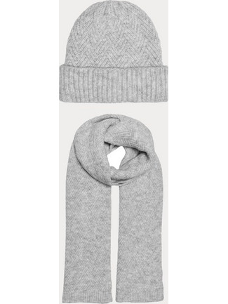 ΣΕΤ ΣΚΟΥΦΟΣ & ΚΑΣΚΟΛ ONLY ONLKATE LIFE KNIT BEANIE SCARF LIGHT GREY ONLY