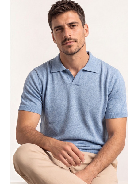 Ben Tailor Morbido Ανδρική Μπλούζα Polo Σιέλ