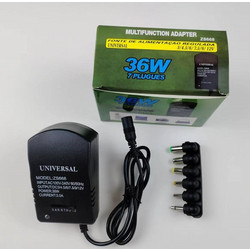 3-12V 36W Universal Adjustable Power Adapter - 3A Output Multi-Voltage DC Supply with 6 Interchangeable Adapter Plug Tips