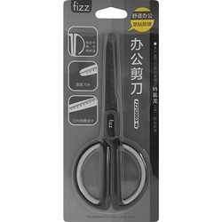FIZZ ψαλίδι FZ212003-W με χάρακα, μεταλλική λεπίδα, 17cm, μαύρο-λευκό