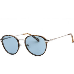 Guess Gu00068 53V Γυναικεία Γυαλιά Ηλίου Στρογγυλά Μεταλλικά Ασημί Ταρταρούγα με Μπλε Polarized Φακό
