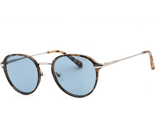 Guess Gu00068 53V Γυναικεία Γυαλιά Ηλίου Στρογγυλά Μεταλλικά Ασημί Ταρταρούγα με Μπλε Polarized Φακό