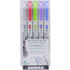 Zebra Mildliner Double Ended Marker Bold & Fine Point 5 Pack Cool & Refined Set (ZB-78205) (ZEB78205)
