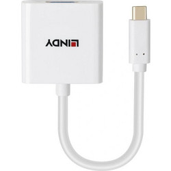 Lindy 43437 Μετατροπέας USB-C male σε VGA female Λευκό