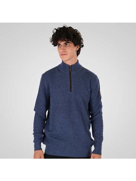 Double Ανδρική Πλεκτή Μπλούζα με Φερμουάρ Navy Μπλε KNIT-8076
