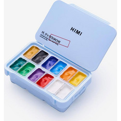 Σετ 12 Χρωμάτων Twin Cup Gouache Set Very Basic Colours- Ice Blue Case TST230 Himi