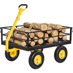 VEVOR Steel Garden Cart, 544 kg Heavy Duty Pullable Garden Wagon Yard Cart, 2 in 1 Outdoor Metal Utility Wagon Yard Trailer with 330 mm All Terrain Tires, Mesh Detachable Sides & 180 Rotating Handle Z