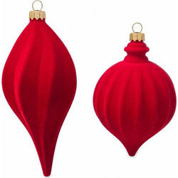 Στολίδι κόκκινο βελουτέ Onion 2 σχέδια D21cm - Plastona