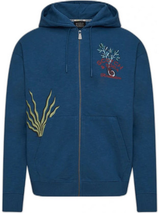 Scotch & Soda Ανδρική Ζακέτα Φούτερ με Κουκούλα και Φερμουάρ Μπλε 183761-SC410.74