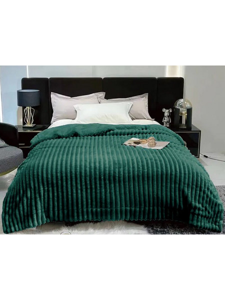 Κουβέρτα Μονή Fleece Coral Με Ανάγλυφο Ριγέ Σχέδιο Γαρύφαλλο 160x260 - Πράσινο