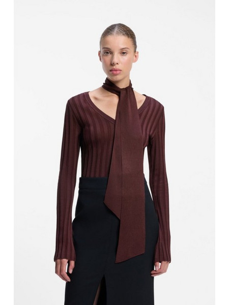 Γυναικεία Hugo μπλούζα πλεκτό Slim Fit Selodina-Καφέ Σκούρο (50569421 10281990 914 SELODINA)