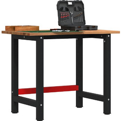 VidaXL Πάγκος Εργασίας Ανοιχτό Καφέ 100x60x81,5 cm Μασίφ Ξύλο Δρυς