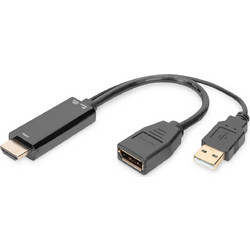 DIGITUS Adapter HDMI A - DisplayPort St/Bu 4K 0,2m schwarz