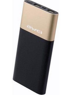 Awei P53K Power Bank 10000mAh με 2 Θύρες USB-A Gold