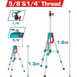 TOTAL ΤΡΙΠΟΔΑΣ ΑΛΟΥΜΙΝΙΟΥ ΓΙΑ ΑΛΦΑΔΙΑ LASER 5/8" & 1/4" 1.5m (TLLT01572)