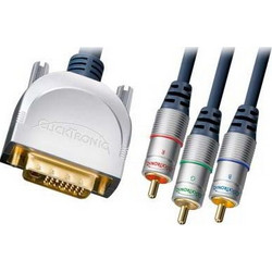 CLICKTRONIC HC 210-20.00m DVI-I MALE 24+1pin TO 3 X RCA MALE COMPONENT GOLD PLATED CABLE 20m