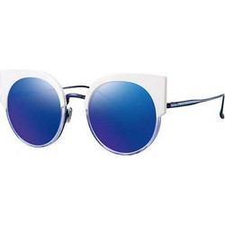 Bolon BL6018 B90 Γυναικεία Γυαλιά Ηλίου Cat Eye Μεταλλικά Λευκά με Μπλε Καθρέπτη Φακό
