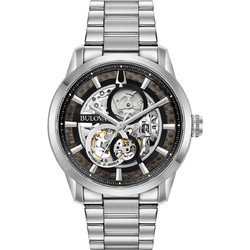 Bulova Sutton Ανδρικό Ρολόι Αυτόματο με Ασημί Μεταλλικό Μπρασελέ 96A208