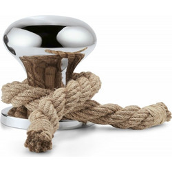 HAMBURGER STOPPER door stopper aluminium, matt galvanized/nickel polished, rope, 1.4 kg shiny - 12 (h) cm