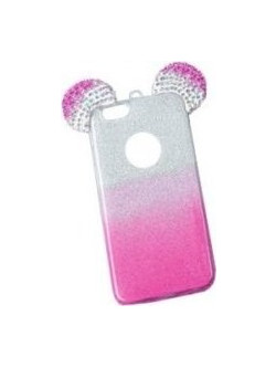 Back Cover Σιλικόνης Glitter Ears As Mickey Ροζ P10 plus
