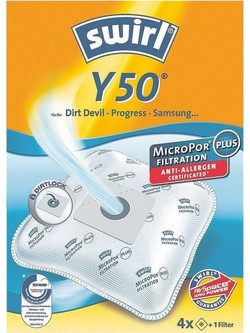 Swirl Y50 Σακούλες Σκούπας 4τμχ Συμβατές με Σκούπα Dirt Devil / Philips / Samsung