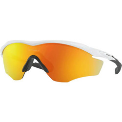 Oakley OO9343 05 Αθλητικά Γυαλιά Ηλίου Μάσκα Κοκάλινα Λευκά με Πορτοκαλί Καθρέπτη Φακό