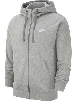 Nike Sportswear Club Ανδρική Ζακέτα Φούτερ με Κουκούλα και Φερμουάρ Γκρι BV2648-063