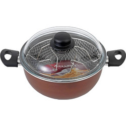 Keystone με Pyrex Καπάκι Κατσαρόλα Αλουμινίου Φριτέζα Αντικολλητική Επίστρωση 24cm