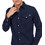 Jack & Jones Ανδρικό Πουκάμισο Τζιν Μακρυμάνικο Slim Fit Μαύρο Navy Μπλε 12138115