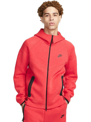 Nike Tech Fleece Ανδρική Ζακέτα Fleece με Κουκούλα και Φερμουάρ Κόκκινη FB7921-672