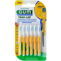 Gum 1514 Trav-ler Μεσοδόντια Βουρτσάκια 1.3mm Κίτρινα 2x6τμχ