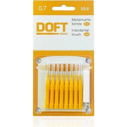Doft Midi Μεσοδόντια Βουρτσάκια 0.7mm Κίτρινα 8τμχ