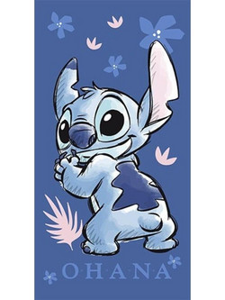 Aymax Lilo & Stitch Ohana Beach Παιδική Πετσέτα Θαλάσσης Μπλέ 70x140cm