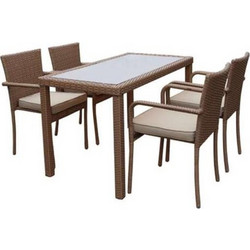 Bliumi Majestic Σετ Τραπεζαρία Κήπου Rattan 5τμχ Καφέ