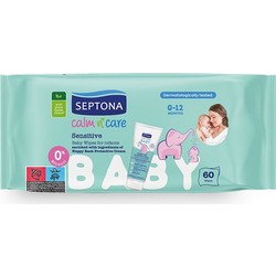Septona Calm n' Care Sensitive Μωρομάντηλα Χωρίς Οινόπνευμα & Parabens 60τμχ