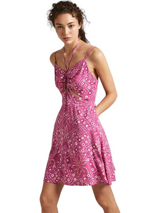 Pepe Jeans Denise Mini Καλοκαιρινό Βραδινό Φόρεμα Φούξια PL953499-363