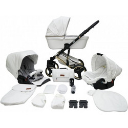 Mikrus Hugo Καρότσι Μωρού 3 σε 1 Eco Leather White