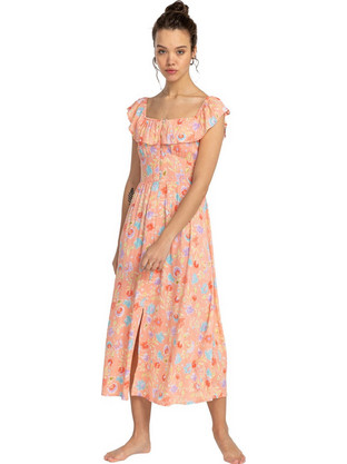 Billabong Hippie Love Midi Καλοκαιρινό Φόρεμα Πορτοκαλί EBJWD00140-MEN0